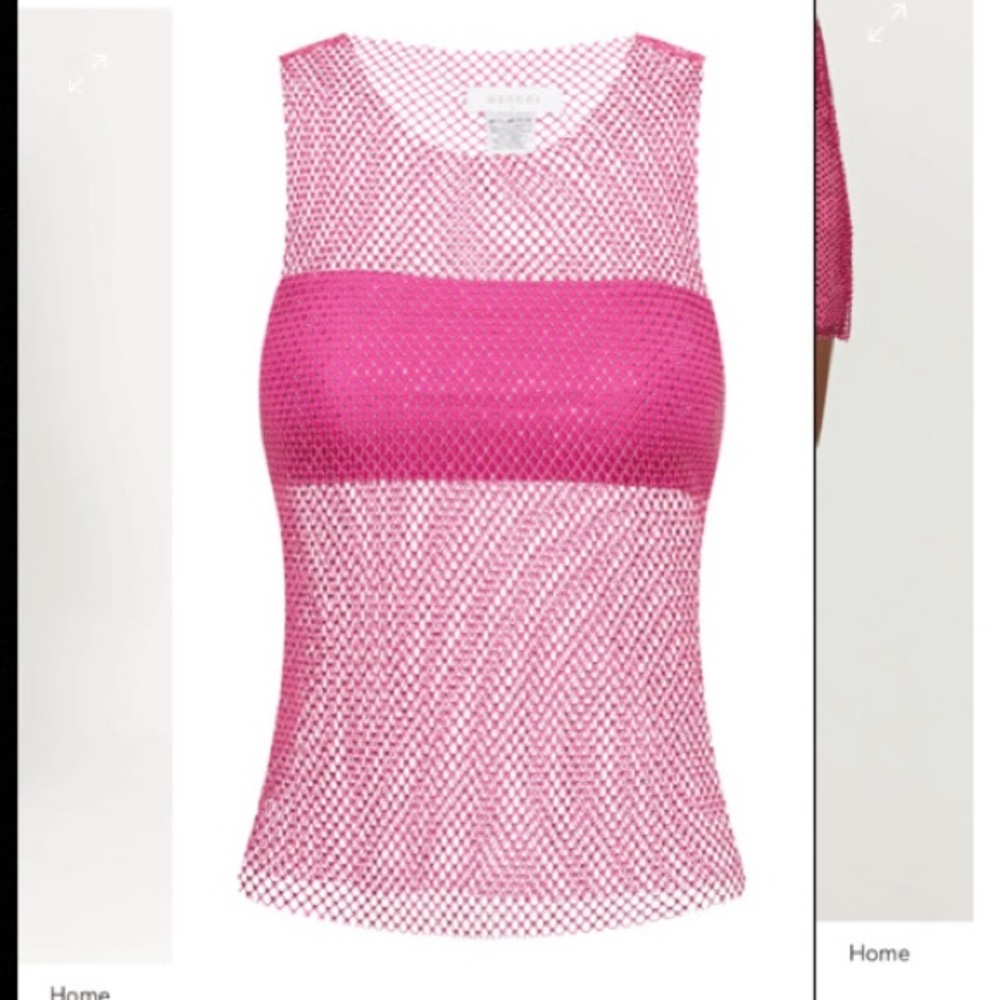Meshki EMERSON Diamante Mesh Tank Top - Rose Pink XS NWT